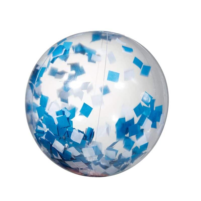 16" Blue & White Confetti Filled Round Clear Beach Ball - 1