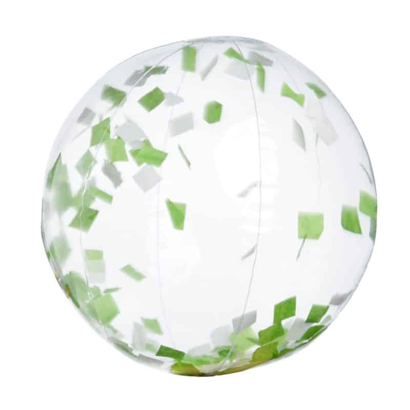 16" Green & White Confetti Filled Round Clear Beach Ball - 1