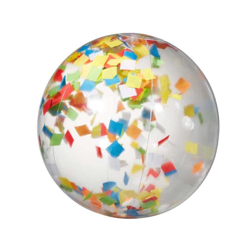 16" Multi Color Confetti Filled Round Clear Beach Ball - 1