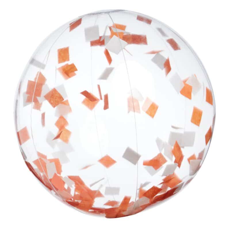 16" Orange & White Confetti Filled Round Clear Beach Ball - 1