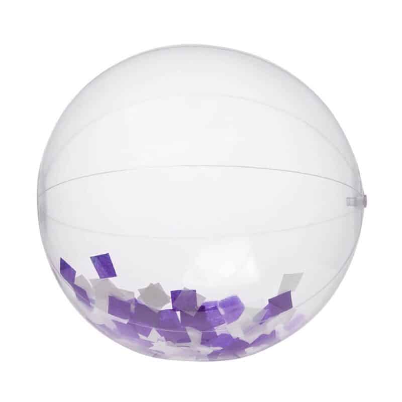16" Purple & White Confetti Filled Round Clear Beach Ball - 1