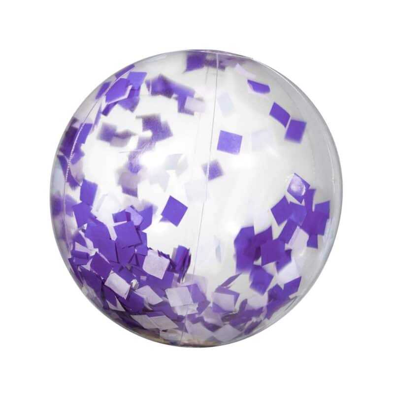 16" Purple & White Confetti Filled Round Clear Beach Ball - 2