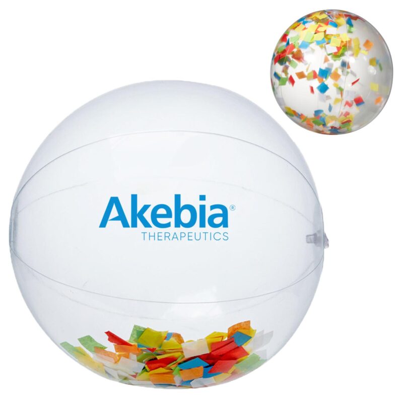 16" Multi Color Confetti Filled Round Clear Beach Ball - 2